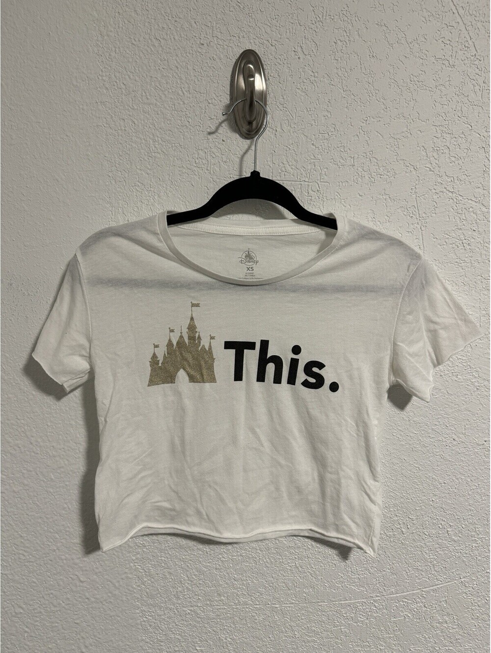 Disney Women's White “Castle This” Magic Kingdom Castle Crop Top Size X-small - Picture 1 of 6